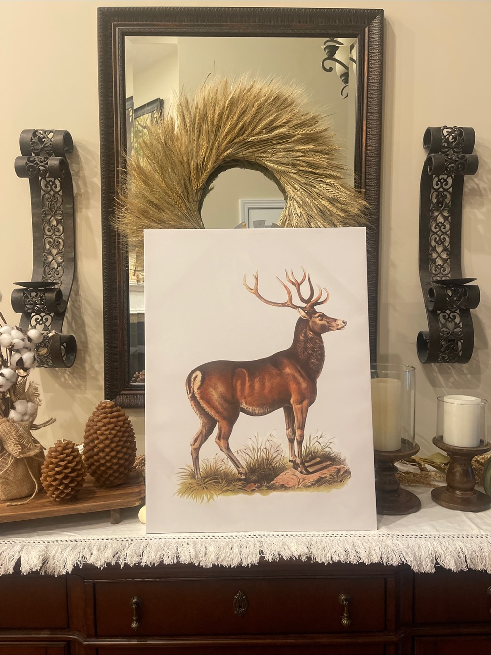 Holly Williams Fall Harvest Deer Canvas Décor Picture 18"x24" NEW